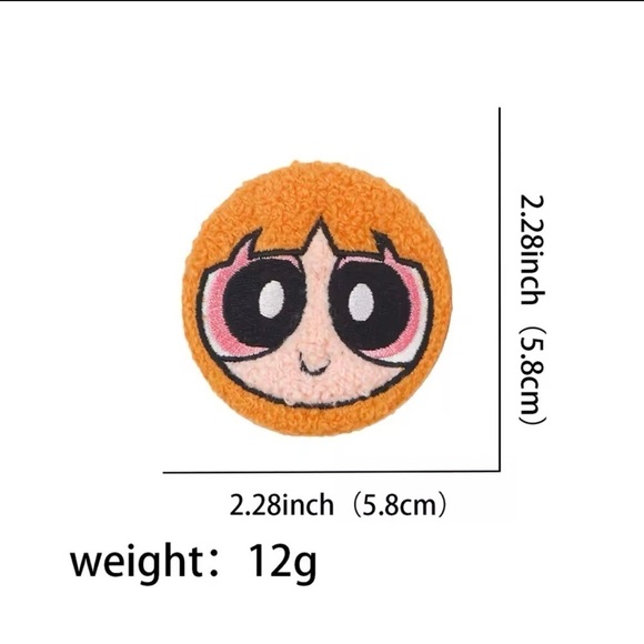 3/$33 Power Puff Girls Character Blossom Fuzzy Texture Embroidered Button Pin - Picture 2 of 5